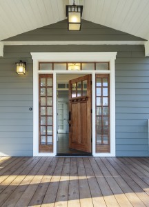 Exterior shot of an open Wooden Front Door